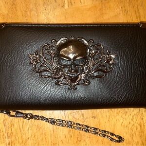 Black Wallet with Skull Design